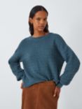 AND/OR Nieve Cropped Wool Blend Jumper, Denim Blue