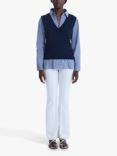 James Lakeland Vest Over Stripe Shirt Top, Navy/White