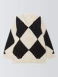 AND/OR Vienna Argyle Wool Blend Jumper, Black/Ivory