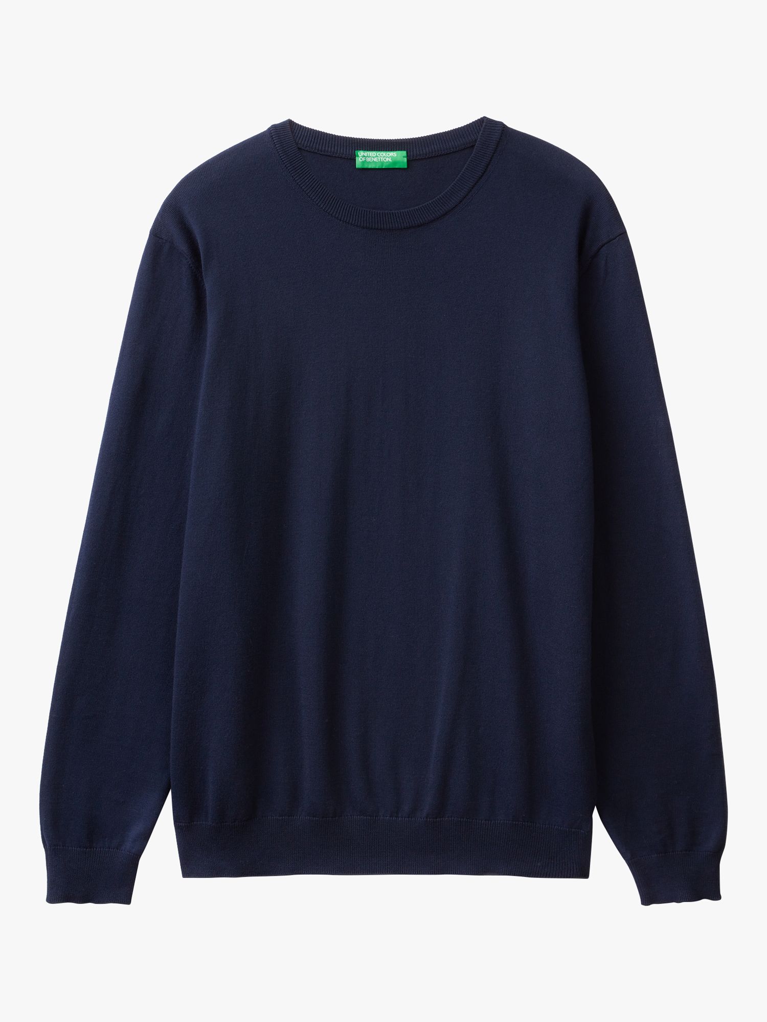 Benetton Cotton Crew Neck Jumper, Navy, S