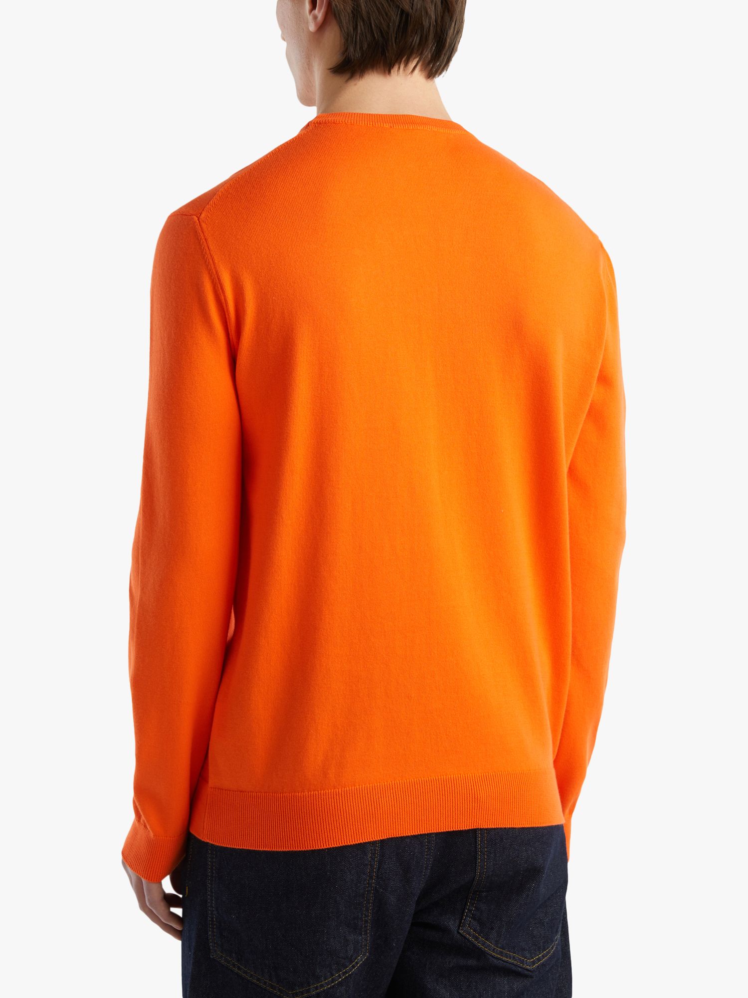 Benetton Cotton Crew Neck Sweater, Orange, L