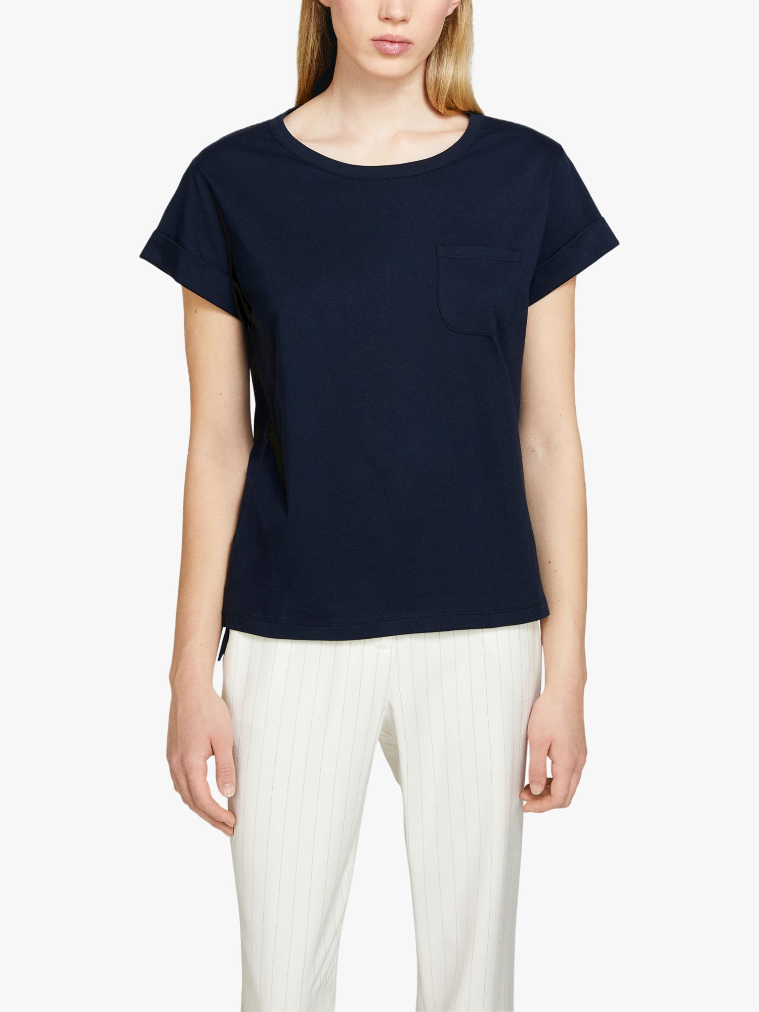 SISLEY Cotton Chest Pocket T-Shirt, Blue, XS