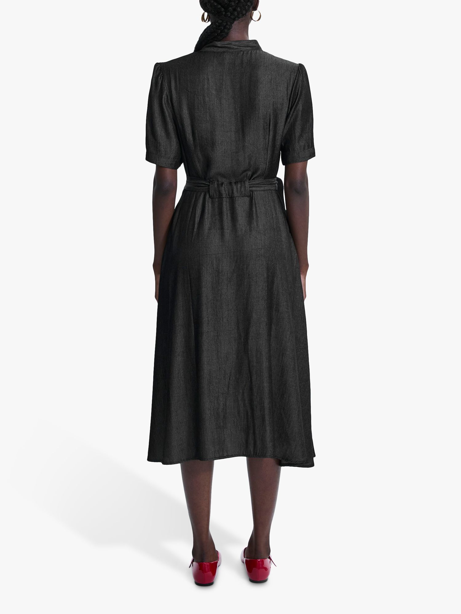 James Lakeland Short Sleeve Midi Day Dress, Black, 8