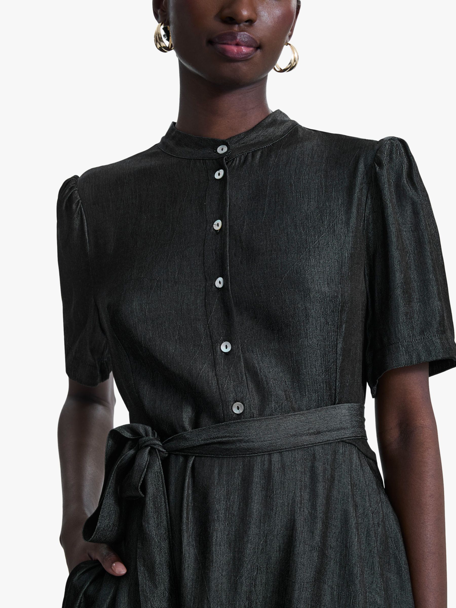 James Lakeland Short Sleeve Midi Day Dress, Black, 8