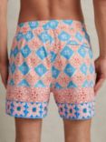 Reiss Arizona Tile Floral Print Swim Shorts, Orange/Multi