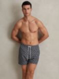 Reiss Fraser Abstract Print Swim Shorts, Navy/White