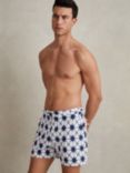 Reiss California Abstract Print Swim Shorts, White/Blue