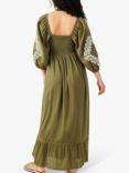 Accessorize Cotton Puff Sleeve Maxi Dress, Khaki