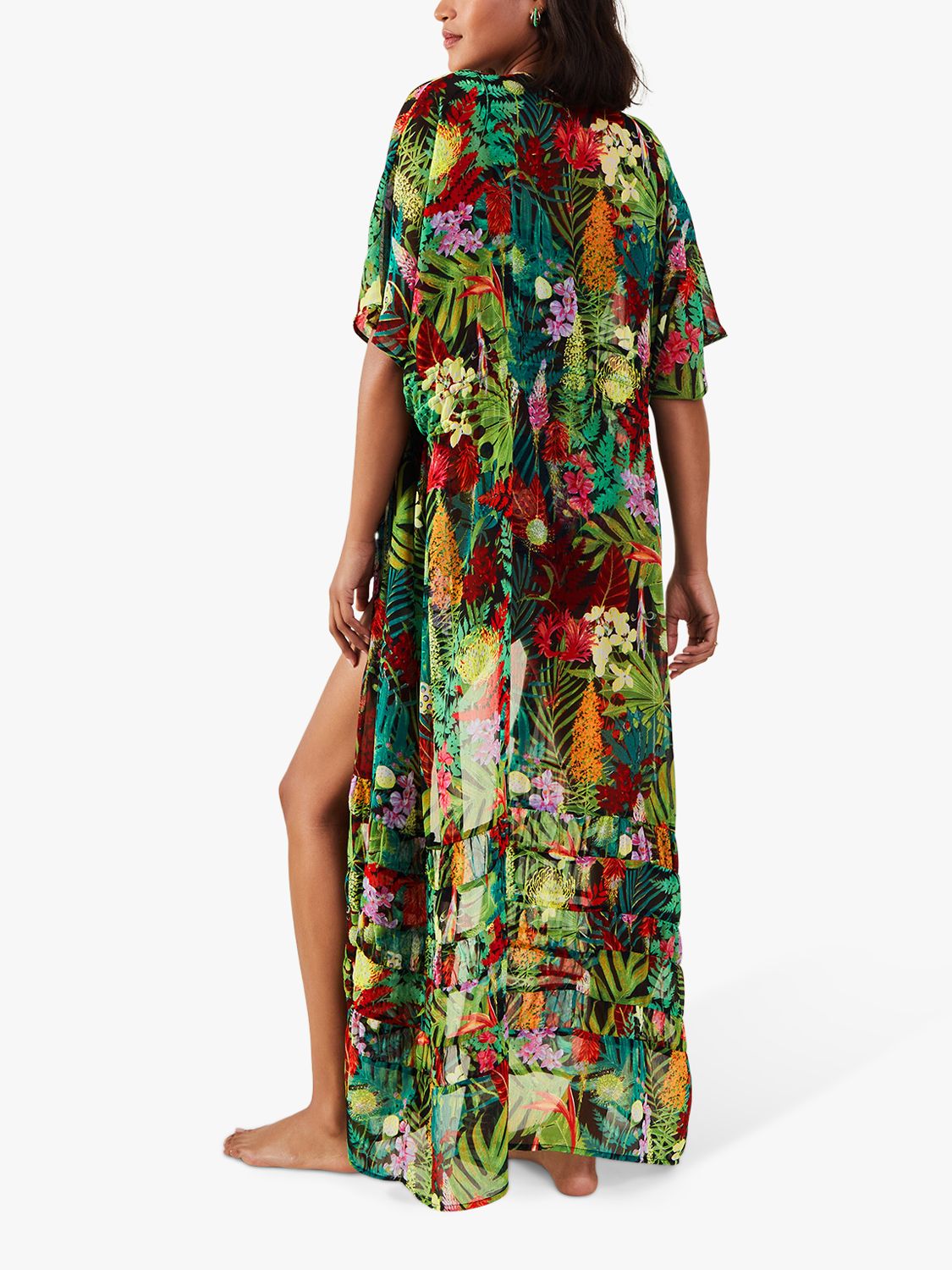 Accessorize Jungle Print Maxi Kaftan, Green/Multi, XS