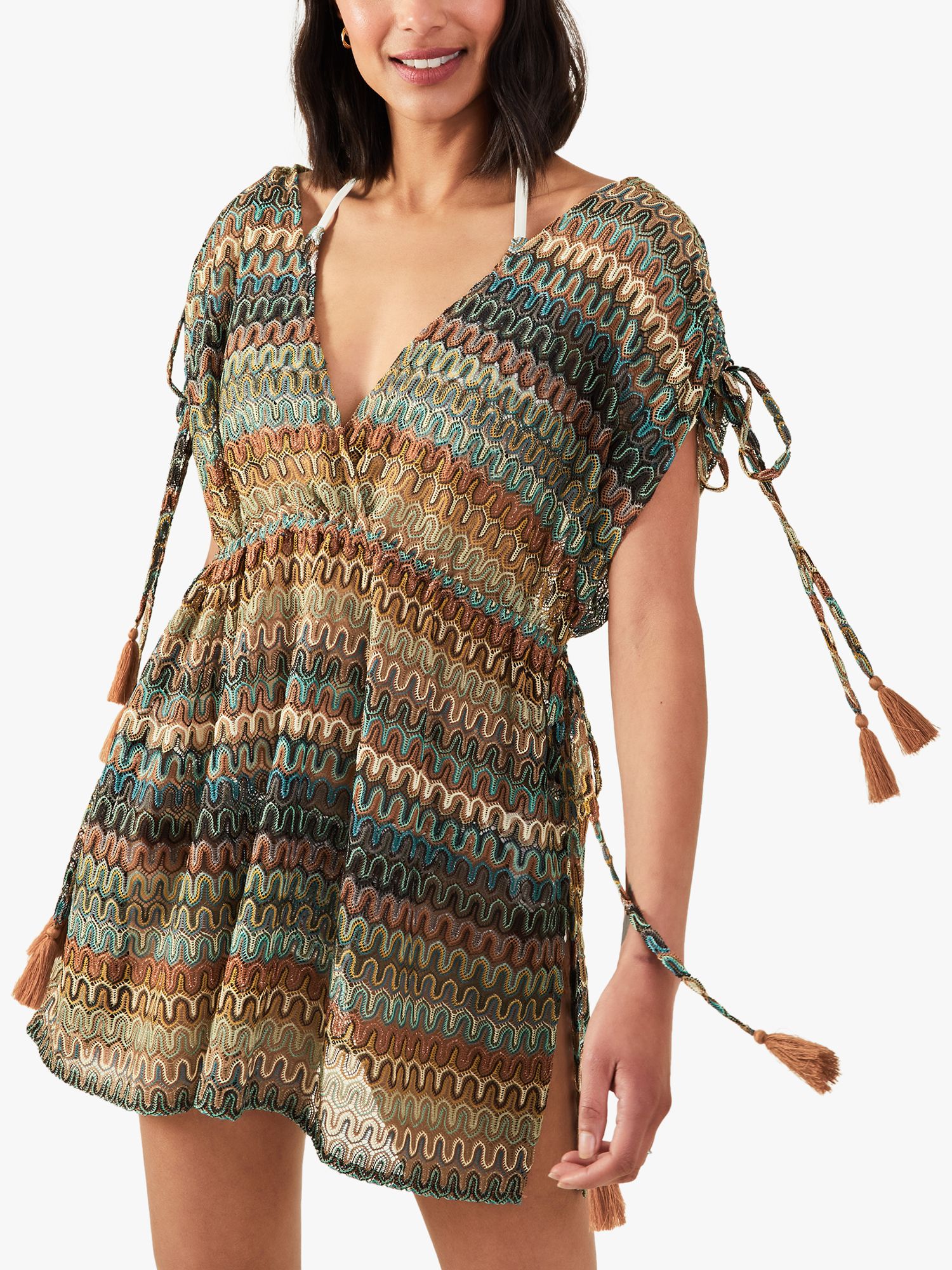 Accessorize Crochet Tassel Kaftan, Multi, XS