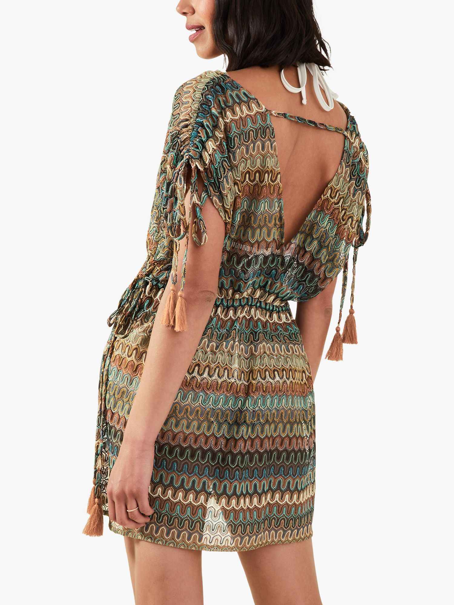 Accessorize Crochet Tassel Kaftan, Multi, XS