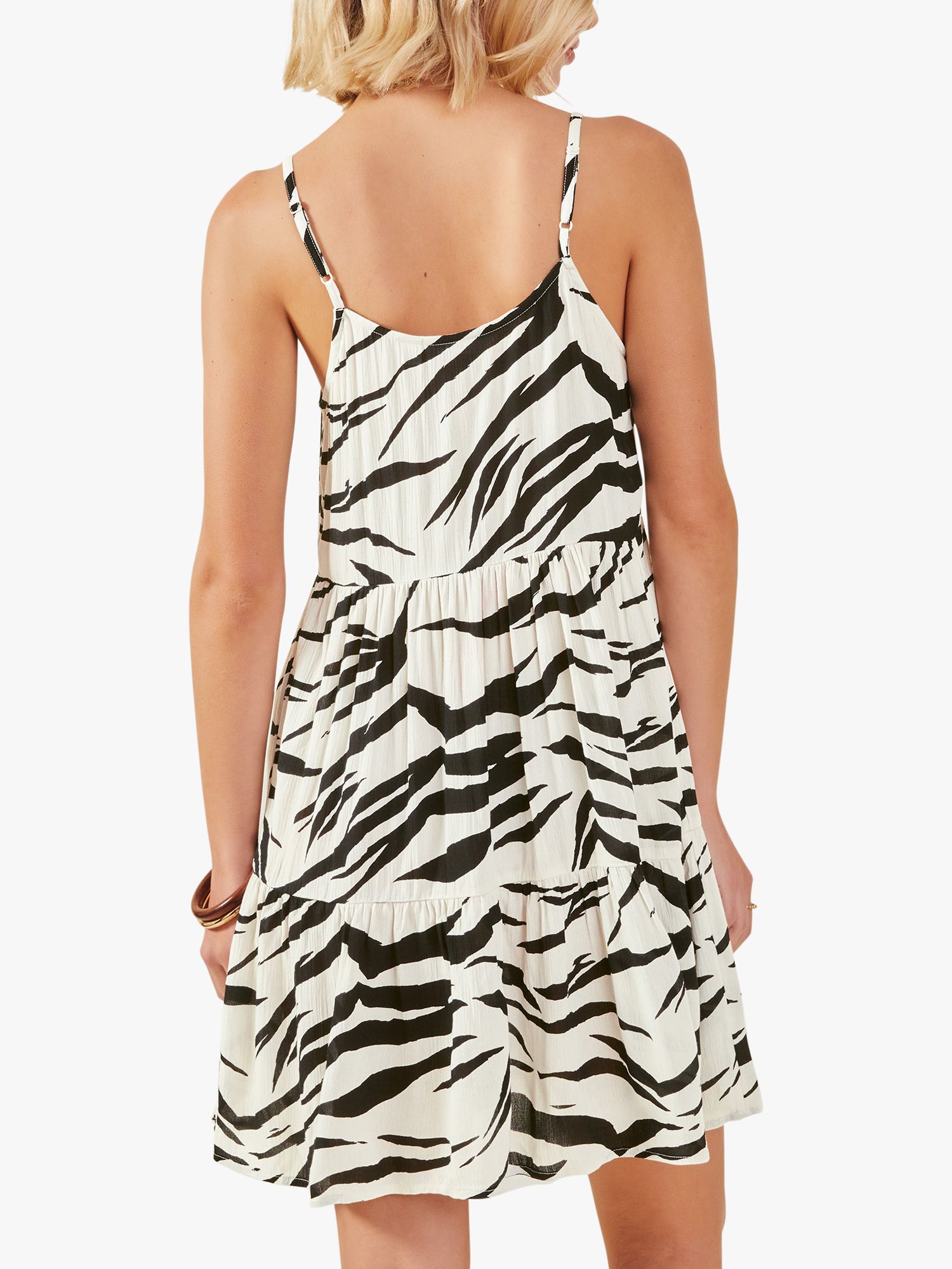 Accessorize Tiger Swing Mini Dress, Ivory/Black, XS