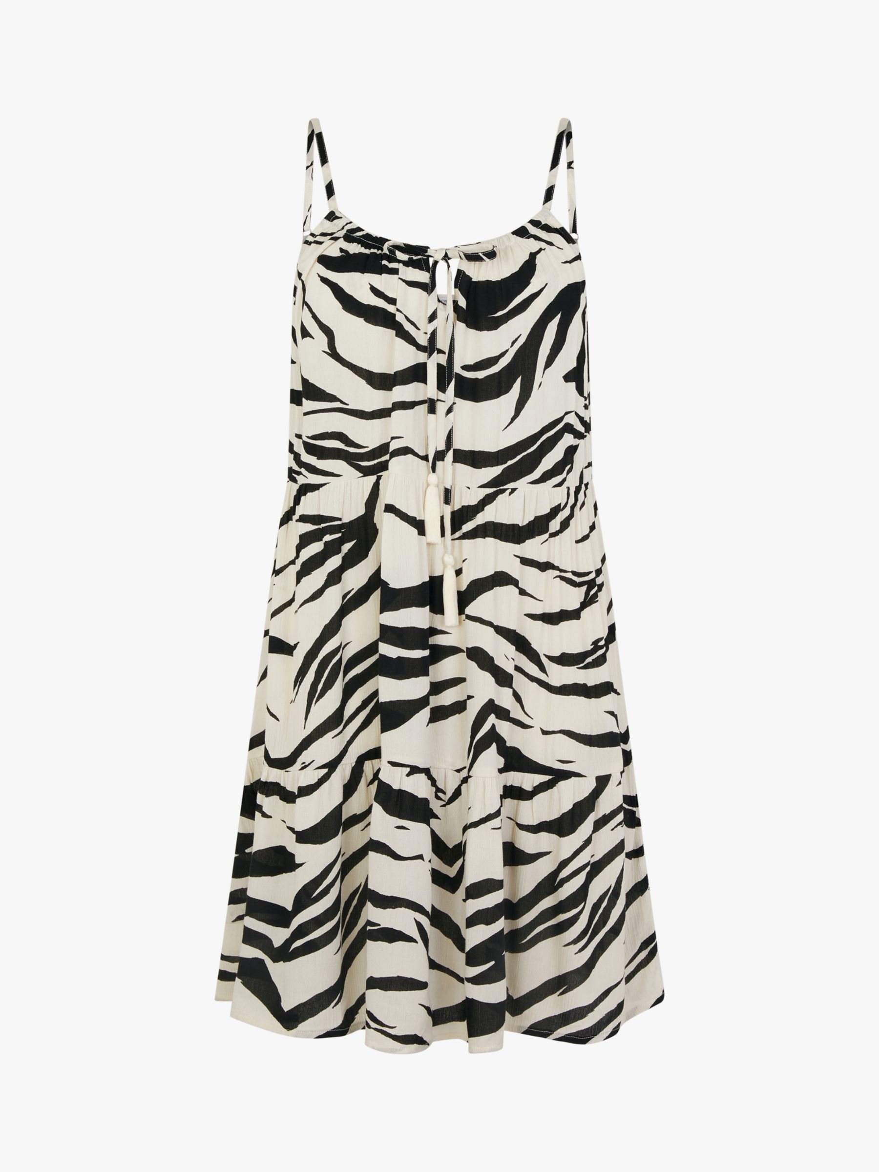 Accessorize Tiger Swing Mini Dress, Ivory/Black, XS