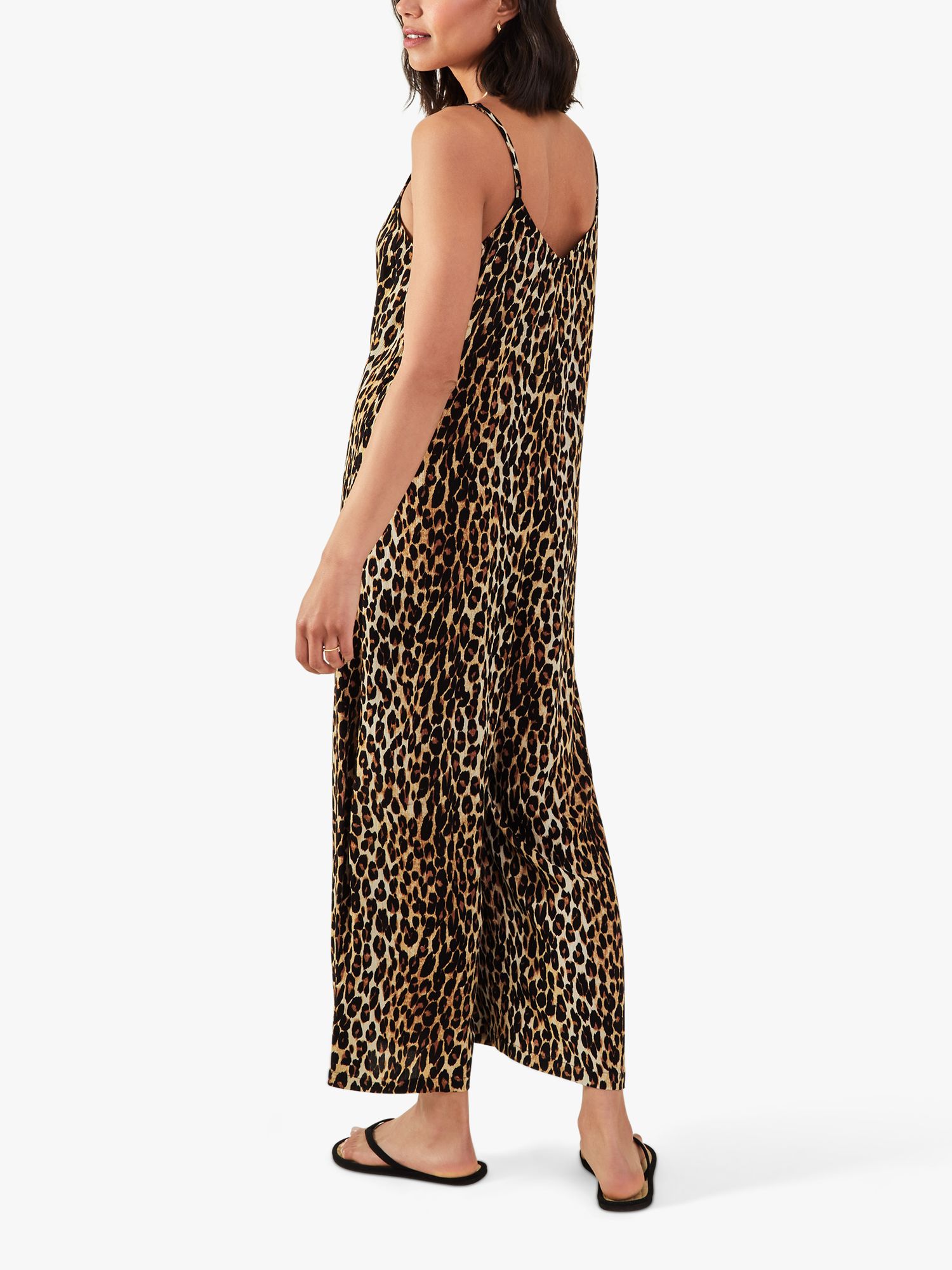 Accessorize Wide Leg Leopard Jumpsuit, Brown, 6