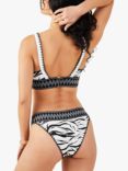 Accessorize Tiger Print and Crochet Trim Bikini Top, Ivory