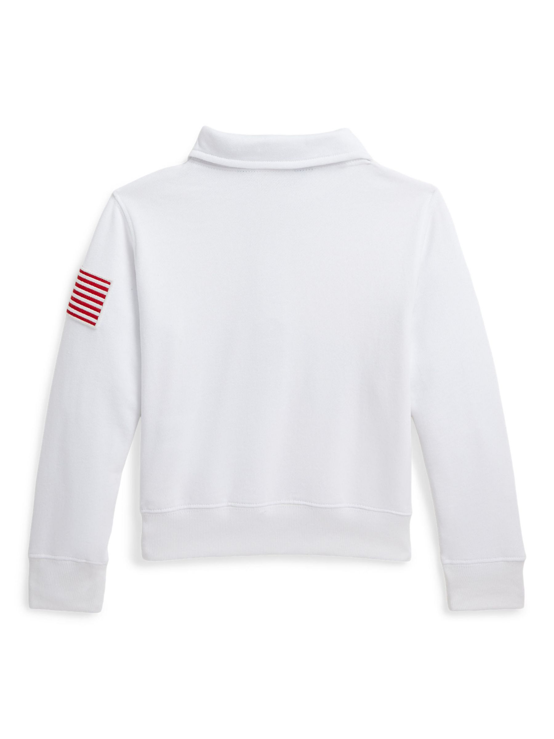 Ralph Lauren Kids' Logo USA Half Zip Sweatshirt, White, 2 years