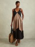 Reiss Natalie Colour Block Dress, Brown/Black