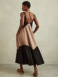 Reiss Natalie Colour Block Dress, Brown/Black