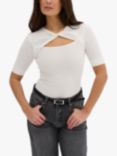 MY ESSENTIAL WARDROBE Busta Knot Neck Ribbed Blouse, Snow White