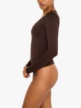 Good American Scuba Scoop Long Sleeve Bodysuit, Bark