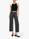 Good American Good Waist Palazzo Cropped Jeans, Black
