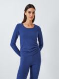 John Lewis Wool Blend Thermal Long Sleeve Top, Mid Blue