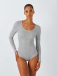 John Lewis Heat Generating Ribbed Scoop Bodysuit, Grey Marl