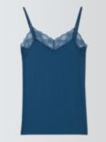 John Lewis Heat Generating Ribbed Lace Trim Thermal Vest, Navy