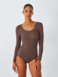 John Lewis Heat Generating Ribbed Scoop Bodysuit, Chocolate