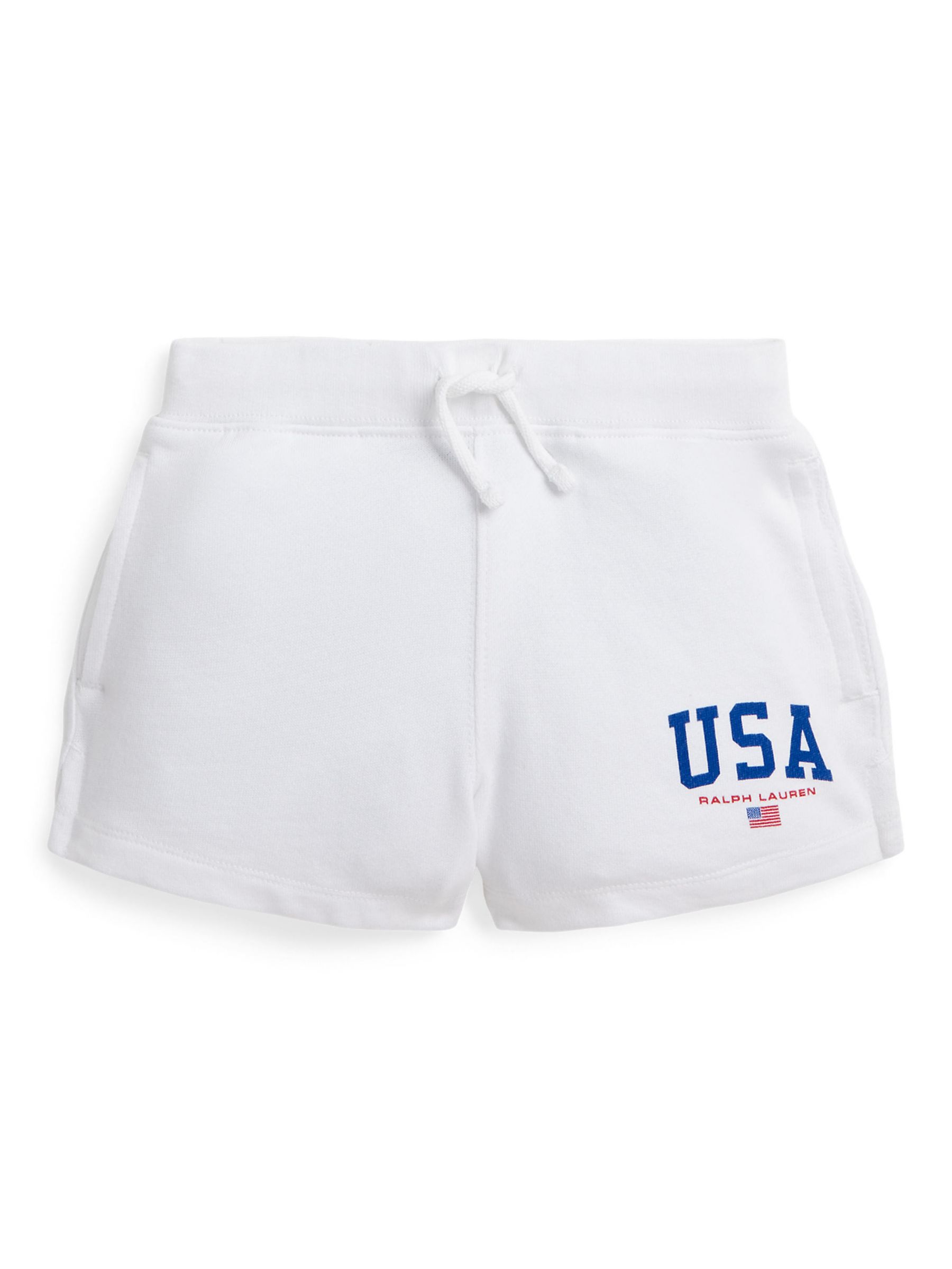 Ralph Lauren Kids' Logo USA  Athletic Shorts, White, 2 years