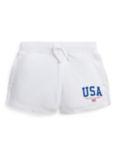 Ralph Lauren Kids' Logo USA  Athletic Shorts, White