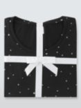 John Lewis Stars Jersey Pyjama Set, Black/Ivory