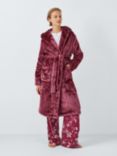 John Lewis Cece Shimmer Fleece Dressing Gown, Maroon