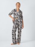 John Lewis Celestial Cotton Modal Blend Pyjama Set, Black/Natural