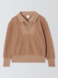 John Lewis Boucle Half Zip Lounge Top, Caramel