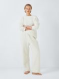 John Lewis Borg Cuffed Top & Wide Leg Pyjama Set, Ivory