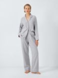 John Lewis Brushed Herringbone Pyjama Set, Grey/Ivory