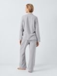 John Lewis Brushed Herringbone Pyjama Set, Grey/Ivory