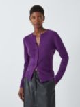 John Lewis Cashmere Crew Neck Cardigan, Bright Purple