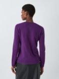 John Lewis Cashmere Crew Neck Cardigan, Bright Purple