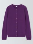 John Lewis Cashmere Crew Neck Cardigan, Bright Purple