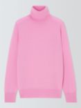 John Lewis Cashmere Roll Neck Jumper, Mid Pink