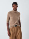 John Lewis Cashmere Half Sleeve Roll Neck Jumper, Camel