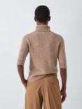 John Lewis Cashmere Half Sleeve Roll Neck Jumper, Camel