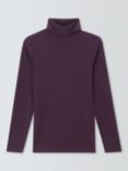 John Lewis Rib Roll Neck Jumper, Sweet Grape