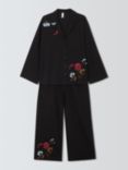 AND/OR Embroidered Modal Pyjama Set, Black