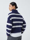 John Lewis Wool Blend Stripe Turtle Neck Jumper, Grey/Blue