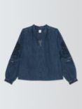 John Lewis Denim Cutwork Blouse, Blue