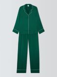 John Lewis Piped Silk Pyjama Set, Evergreen