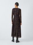 John Lewis Long Sleeve Spot Mesh Midaxi Dress, Black/Multi